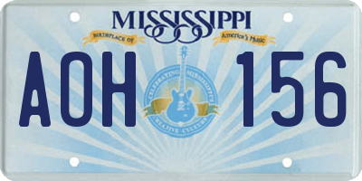 MS license plate AOH156
