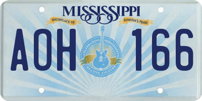 MS license plate AOH166