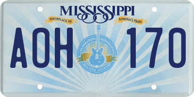 MS license plate AOH170