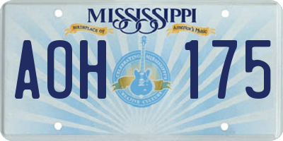 MS license plate AOH175