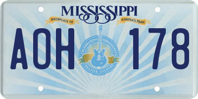 MS license plate AOH178