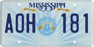 MS license plate AOH181