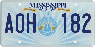 MS license plate AOH182