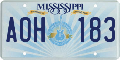 MS license plate AOH183