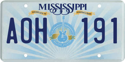 MS license plate AOH191