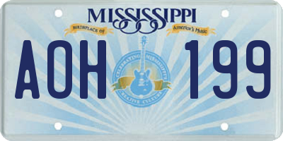 MS license plate AOH199