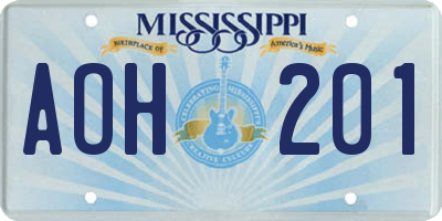 MS license plate AOH201
