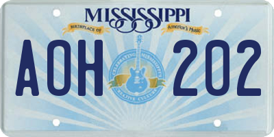MS license plate AOH202