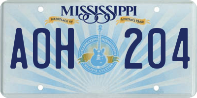 MS license plate AOH204