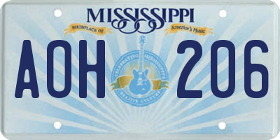 MS license plate AOH206