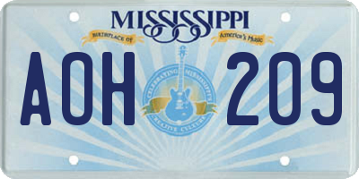 MS license plate AOH209
