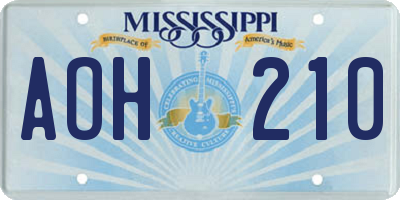 MS license plate AOH210