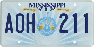 MS license plate AOH211