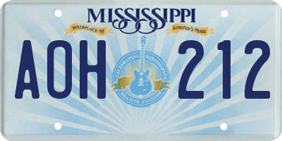 MS license plate AOH212