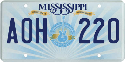 MS license plate AOH220