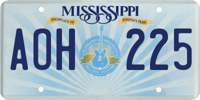 MS license plate AOH225