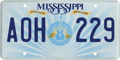 MS license plate AOH229