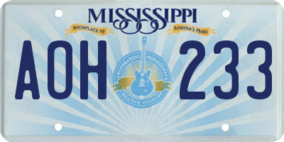 MS license plate AOH233