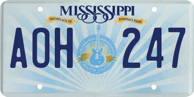 MS license plate AOH247