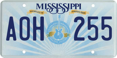 MS license plate AOH255
