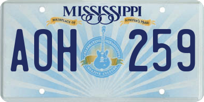 MS license plate AOH259