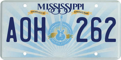 MS license plate AOH262