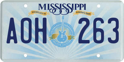 MS license plate AOH263