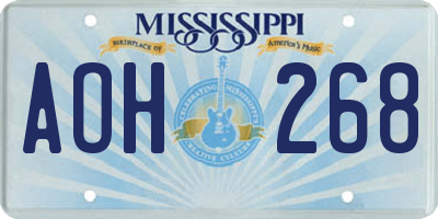 MS license plate AOH268