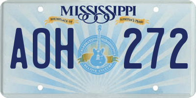 MS license plate AOH272