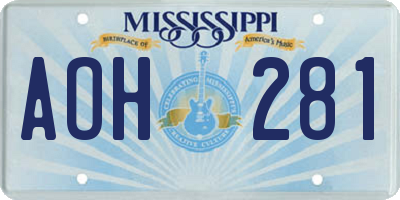 MS license plate AOH281