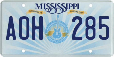 MS license plate AOH285