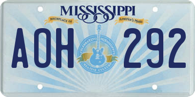 MS license plate AOH292