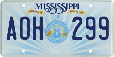 MS license plate AOH299
