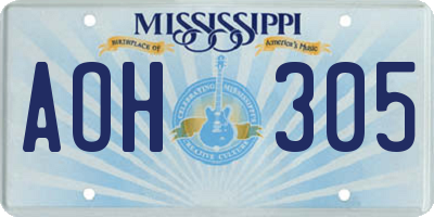 MS license plate AOH305