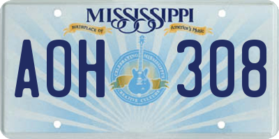 MS license plate AOH308