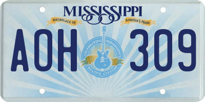 MS license plate AOH309