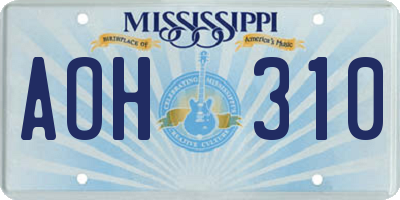 MS license plate AOH310
