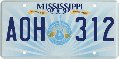 MS license plate AOH312
