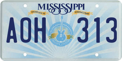 MS license plate AOH313