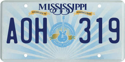 MS license plate AOH319