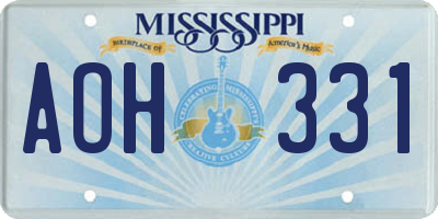 MS license plate AOH331