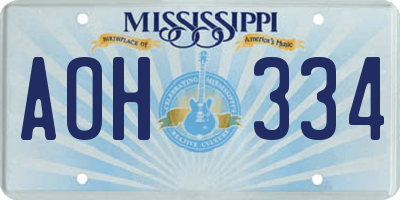 MS license plate AOH334