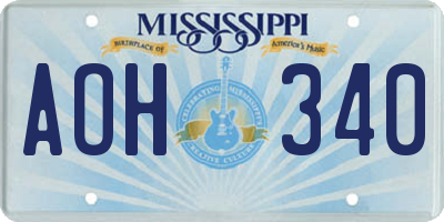 MS license plate AOH340