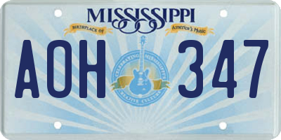 MS license plate AOH347