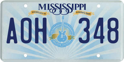 MS license plate AOH348