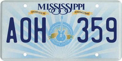 MS license plate AOH359
