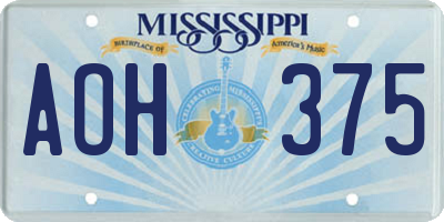 MS license plate AOH375