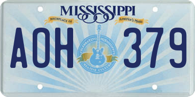 MS license plate AOH379