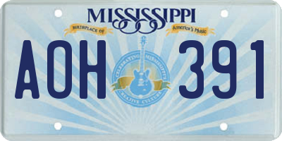 MS license plate AOH391
