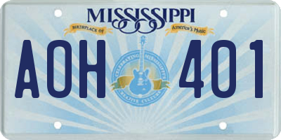 MS license plate AOH401